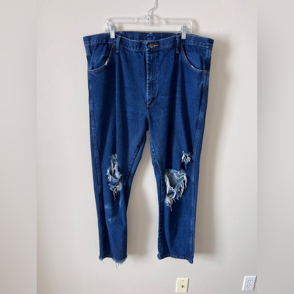 Distressed western style jeans